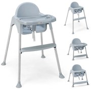 Cadeira alta conversível 4 em 1 para bebês com bandeja dupla removível - branca