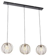 Luminária suspensa industrial bronze com 3 luzes oblonga preta - Dong Industrial