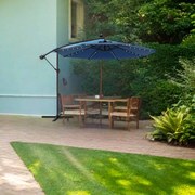 Guarda-sol Solar 3M com 40 Lâmpadas Painel Solar Ajuste de Inclinação com Base Cruzada (SEM PESOS) Iluminado Azul marinho