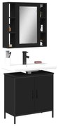 vidaXL 2 pcs conjunto móveis casa de banho derivados de madeira preto