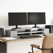 vidaXL Suporte monitor c/ arrumação derivados madeira cinzento sonoma