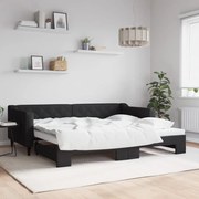 vidaXL Sofá-cama com gavetão 90x200 cm tecido preto