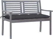 vidaXL Banco de jardim 2 lugares c/ almofadão 120 cm eucalipto cinza