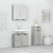 vidaXL 3 pcs conj. móveis casa banho derivados madeira cinza cimento