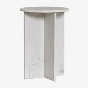 Mesa Lateral Redonda Ø35 Cm Em Mármore Mencia Mármore Branco - Sklum