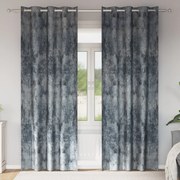 Cortinas de Veludo 2 Pcs com Ilhós Cinza Prateado 260x140 cm