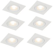 Conjunto de 6 Focos Embutidos Quadrados Brancos GU10 50mm IP44 - Xena
