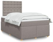 vidaXL Cama com molas/colchão 120x200 cm tecido castanho-acinzentado