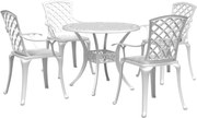 vidaXL 5 pcs conjunto de jantar para jardim alumínio fundido branco