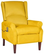 Poltrona de massagens reclinável veludo amarelo