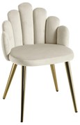 Cadeira Hand Gold Veludo - Beige