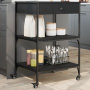 vidaXL Carrinho de cozinha 60x48x89,5 cm derivados de madeira preto