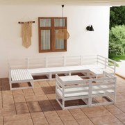 10 pcs conjunto lounge de jardim pinho maciço