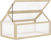 Outsunny Mini estufa, Casa de plantas compacta em madeira, painéis de policarbonato, abertura de ventilação, 90L x 52B x 49,5H cm, Madeira natural | Aosom Portugal