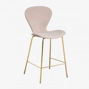 Pacote Com 4 Bancos Altos Uit ↑65 Cm & Dourado & Tecido Nudez Castanho Claro & Tela - Sklum