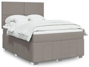 vidaXL Cama com molas/colchão 140x200 cm tecido castanho-acinzentado