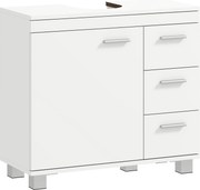 HOMCOM Móvel Inferior para Lavatório com Fecho Suave, 3 Gavetas e 2 Prateleiras, para Lavatório com/sem Coluna, 70x30x64 cm, Branco | Aosom Portugal