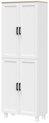 HOMCOM Armário de Cozinha com 4 Portas e Prateleiras Ajustáveis Anti-Tombo 60x30x170,5 cm Branco | Aosom Portugal
