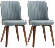 HOMCOM Conjunto de 2 Cadeiras de Jantar Modernas com Assentos Estofados em PU e Pés de Madeira 47,5x55x85cm Cinza e Madeira | Aosom Portugal