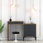 Mesa de Maquilhagem Lizbon500 – Nogueira e Antracite – 124x84,7x40 cm