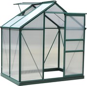 Outsunny Estufa de Jardim em Policarbonato 190x132x201 cm Resistente Aos Raios UV 30 Fundação Reforçada Calha Verde Escuro | Aosom Portugal