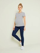 Agora -20%: Treggings efeito jeans, sem costuras, para grávida azul escuro liso