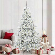 vidaXL Árvore de Natal Articulada Artificial Branco 210 cm PVC e Aço