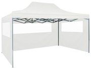 vidaXL Tenda dobrável profissional festas 3 paredes 280x410x315 cm aço branco