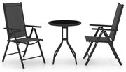 vidaXL 3 pcs conjunto de bistrô alumínio e textilene preto