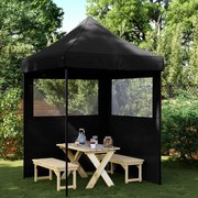 vidaXL Tenda p/ festas pop-up dobrável com 2 paredes laterais preto