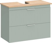 HOMCOM Móvel para Lavatório com 2 Gavetas com Frentes Onduladas Para Lavatórios com ou sem Pedestal 80x40x60 cm Verde e Natural | Aosom Portugal