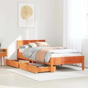 vidaXL Cama sem colchão 75x190 cm madeira de pinho maciça castanho-mel