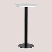 Mesa Alta De Bar Redonda Ø60 Cm Em Mármore Rocher Mármore Branco Guangxi & Preto - Sklum
