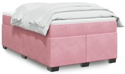 Cama boxspring com colchão 120x200 cm veludo rosa