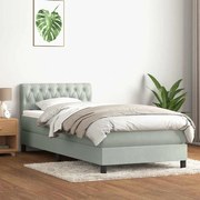 vidaXL Cama com molas/colchão Cinza Claro 90x210 cm veludo