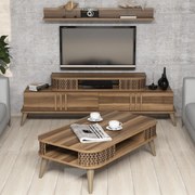 Conjunto de Mobiliário de Sala de Estar Eylül – Nogueira – TV Unit: 16
