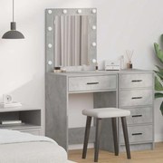 vidaXL Mesa de Maquilhagem com Luzes LED em Cinza Concreto, 50x41x135 cm