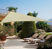 Toldo Vela 3x3x3m Triângulo Cor Creme Pára-Sol Terraço Jardim Camping