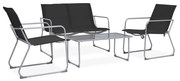 vidaXL 4 pcs conjunto lounge para jardim tecido e aço preto