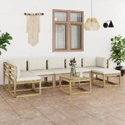 8 pcs conjunto lounge de jardim com almofadões pinho impregnado