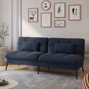 Sofá-Cama Reclinável com Capa Dobrável – Loulé – 3 Lugares – Azul Escu