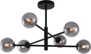 Plafond moderno preto com vidro fumado 6 luzes - Ryan