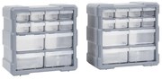 vidaXL Caixas organizadoras com 12 gavetas 2 pcs 26,5x16x26 cm