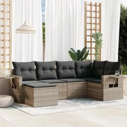 vidaXL 6 pcs conj. sofás jardim com almofadões vime PE cinzento-claro