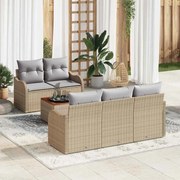 vidaXL Sofá de Jardim com 6 Peças e Almofadas em Rattan Sintético Bege e Acácia