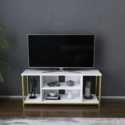 Móvel de TV Rinaldo – Branco e Dourado – 120 cm x 35 cm x 50,8 cm