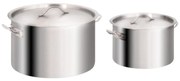 vidaXL 2 pcs conjunto de panelas 44/24 L aço inoxidável