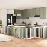 vidaXL Portão p/ cães com porta dobrável 6 painéis 480 cm álamo branco
