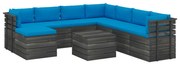 9 pcs conjunto lounge de paletes com almofadões pinho maciço