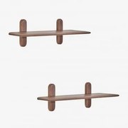 Pack De 2 Prateleiras De Parede Em Madeira Veleta Castanho-acácia Escuro & ↔︎ 80 Cm - Sklum